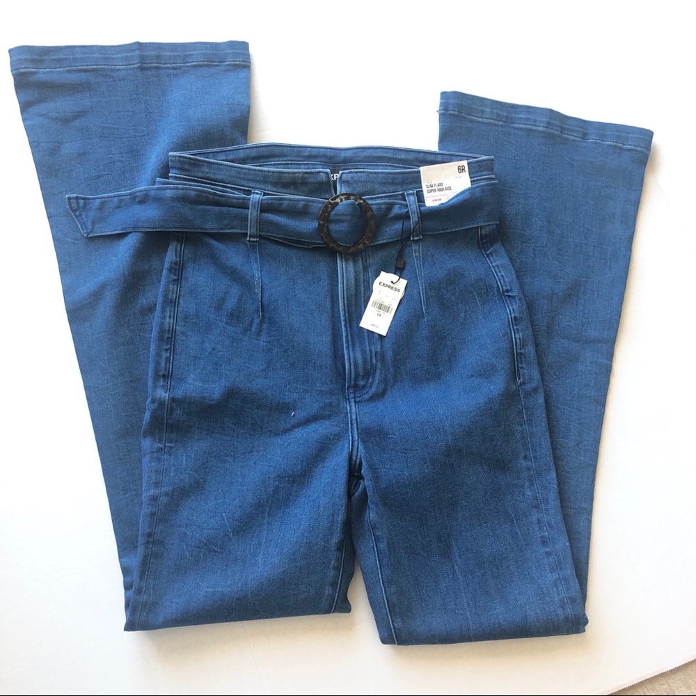 NWT Express Slim Flare Super High Rise 70's Style Jeans